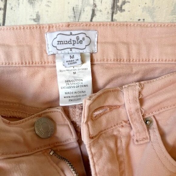 Mudpie Pink Cropped Frayed  Denim - Picture 1 of 4
